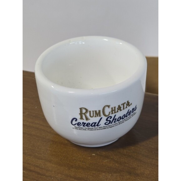 RumChata Cereal Bowl Shooters Caribbean Rum Shot glass Lot/4 in wooden box - Picture 3 of 4
